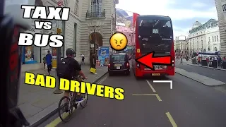 Bus Nearly Crushes Taxi - Bad Drivers - August