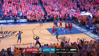 Russell Westbrook with the CLUTCH DAGGER over Damian Lillard to beat the shot clock! 🔥