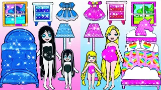 Vestido De Muñeca De Papel - Pink VS Blue Mother And Daughter #2 - Woa Doll Español