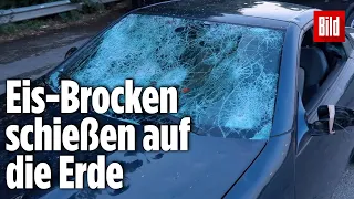 Unwetter: Riesige Hagelkörner zerstören Autos und Lkws in Italien