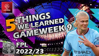 5 Things We Learned FPL GW9 | FPL Gameweek 10 Tips