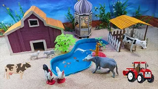 DIY Farm Diorama with house cow, barn | mini hand pump supply water for animals #97 | @DiyFarm