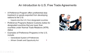 U S  Free Trade Agreements for Importers & Exporters
