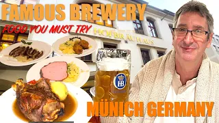 Crispy Pork Knuckle & Beer in Famous Bavarian Brewery HOFBRAUHAUS in Munich 🇩🇪 Germany