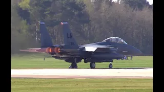 8 x F-15E Strike Eagles full afterburner Launch (RAF Lakenheath). Full HD + SOUND!