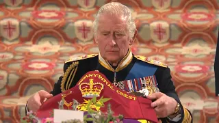 Queen's Funeral: Watch Charles Place Company Camp Colour on Coffin