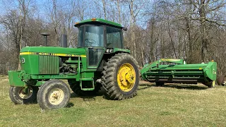Bringing the 1600A haybine home with the John Deere 4040