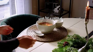 making soup on a rainy day