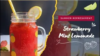 Strawberry Mint Lemonade | Quick and easy Recipe | Refreshing Drink | Ramazan Series 🍓🌿🍋