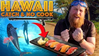 Spearfishing Catch Clean & Sushi Yellowfin Tuna In Hawaii  - Ep. 3 of 5 Hawaii Catch and Cook