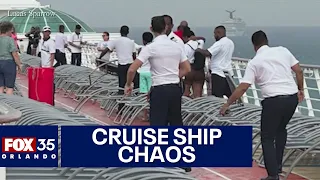Cruise ship passengers scramble as Florida storm sends equipment flying