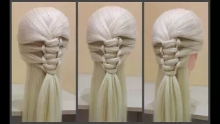 Красивое плетение волос(легкая схема плетения кос)Beautiful hair weaving(easy braid braiding scheme)