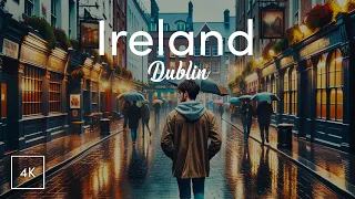 4K/HDR Walk: ☔️ Rain in 🇮🇪 Dublin, Ireland (🎧 Binaural Sound)