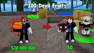 100 Fruits in 11 Minutes and I Got Mammoth - Blox Fruits Roblox