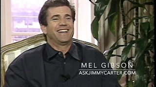 Mel Gibson talks with Jimmy Carter 1992
