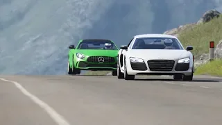 Audi R8 V10 Plus vs Mercedes-Benz AMG GTR '17 at Highlands