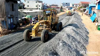 Session 2 Of Project Building Foundation New Village Road By Cat Motor Grader Spreading Gravel