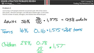 Grade 6 - Unit 3, Lesson 15 Practice Problem Review