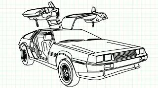 How to Draw a Car   ( The Delorean From Back To the Future Car Drawing ) / Easy Drawing Tutorials