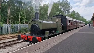 number 272 on the ribble steam railway whistles as it departs.