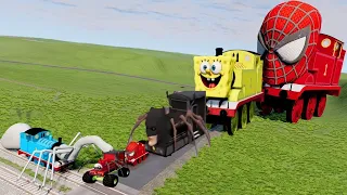 Big & Small Spider Man Batman SpongeBob the Train vs SPIDER Train Thomas EXE | BeamNG.Drive