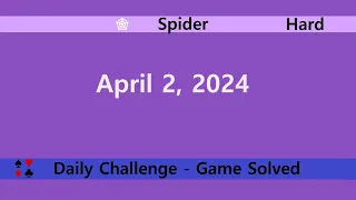 Microsoft Solitaire Collection | Spider Hard | April 2, 2024 | Daily Challenges