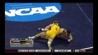 2016 NCAA Wrestling 141lbs: Bryce Meredith vs Robbie Mathers