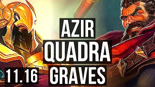 AZIR vs GRAVES (MID) | Quadra, 1000+ games, 1.3M mastery, Dominating | KR Grandmaster | v11.16