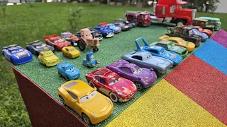 Disney Pixar Cars Fall Into The Water Lightning McQueen Cruz Ramirez Sally Guido Fillmore Sarge