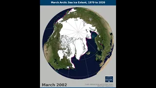 March Arctic Ice Extent 1979 to 2020