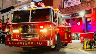 FDNY SQUAD 1 GOING OUT ON A NON-EMERGENCY RUN FROM QUARTERS ON UNION STREET IN BROOKLYN, NEW YORK.