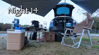 CAR CAMPING with Tesla Model Y [ Stray dog , Air fryer , Relaxing ]
