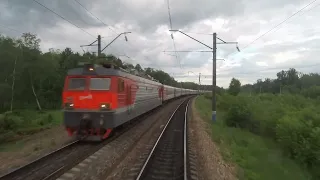 Railway Cab Rides "Ilansk - Krasnoyarsk" Passenger train on the Trans-Siberian Railway