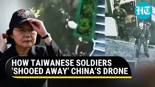 Taiwan soldiers throw rocks at Chinese drones amid Beijing-Taipei tensions | Viral Video