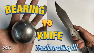 FORGING GIANT BALL BEARING INTO A KNIFE . Part 1