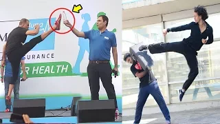 Akshay Kumar Vs Tiger Shroff Karate STUNTS In Public - Who Is Better