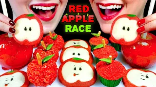 ASMR RED APPLE RACE, CANDY APPLES, APPLE COOKIES, APPLE CUPCAKES, APPLE ICEBOX COOKIES RICE KRISPIES