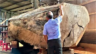 Amazing Sawmill Wood Cutting-Sawing Rare Wood That You've Never Seen Extra Large Saws At The Factoty