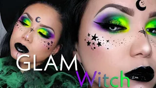 Maquillaje de Bruja Glam usando pigmentos neones - Glam Witch Makeup using neon pigments