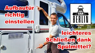 Einstellen der Aufbautür beim Wohnmobil | Giottiline Siena 330 | Leichtes Schließen dank Spülmittel?