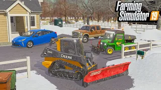 MASSIVE BLIZZARD! SNOWPLOWING KAREN'S YARD | (ROLEPLAY) FARMING SIMULATOR 2019