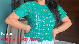 Bolero o blusa a crochet 💐con Ideas Crocheritas. Dedicado a Natalia 💐Hilo fiesta De Marca omega