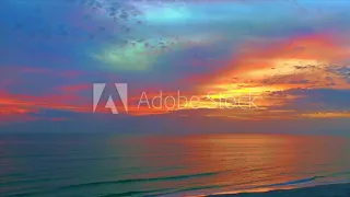 TIMELAPSE • CALM MAGICAL RAINBOW COLORFUL OCEAN SUNSET BEACH WAVES • ADOBE HD VIDEO • ARTIST EMERALD