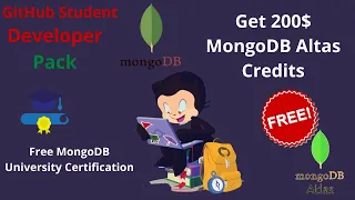 How to get 200$ MongoadB atlas credit || Free MongoadB Certificate using GitHub #free