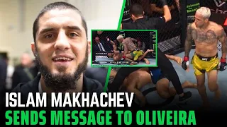 fighters react after Charles Oliveira TKO’s Beneil Dariush at UFC 289