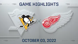 NHL Preseason Highlights | Penguins vs. Red Wings - October 3, 2022