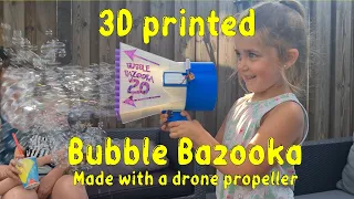 3D printed Bubble bazooka with drone propeller (Dutch with Eng subs) arduino nano and lipo.