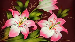 Lily Flowers. Oil Painting MasterClass | Мастер-класс по Жостовской росписи. Художник Гончарова