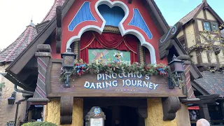 Pinocchio’s Daring Journey Full Complete Ride 1080p POV with Low Light Disneyland December 2022