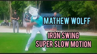 Matthew Wolff Iron Swing in Super Slow Motion (face on,  off tee)